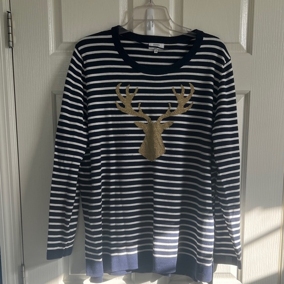 crown & ivy Sweaters - Crown & Ivy Navy and White Striped Sweater